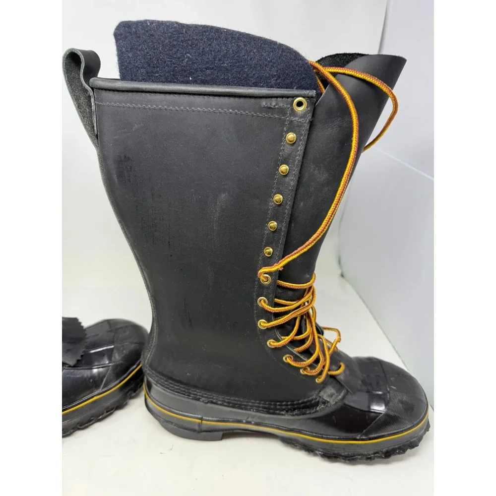Hoffman LaCrosse Hunting Boots USA Made Size 10 Black Leather Rubber Waterproof